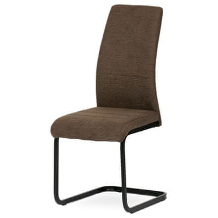 Autronic Moderní jídelní židle Židle jídelní, hnědá látka, kovová pohupová podnož, černý kov (DCL-414 BR2)